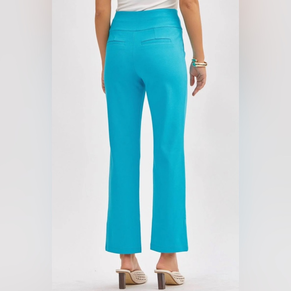 Betabrand Bright Turquoise Cropped Kick Flare Pants